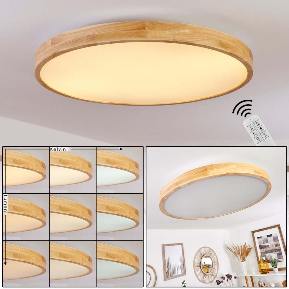 Bagaha Deckenleuchte LED Braun, Holzoptik, 1-flammig, Fernbedienung main product photo