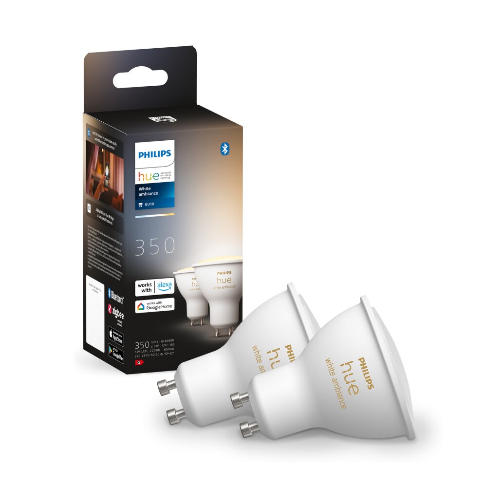 Philips Hue White Ambiance 2er Set LED GU10 5 Watt 2200 - 6500 Kelvin 350 Lumen main product photo