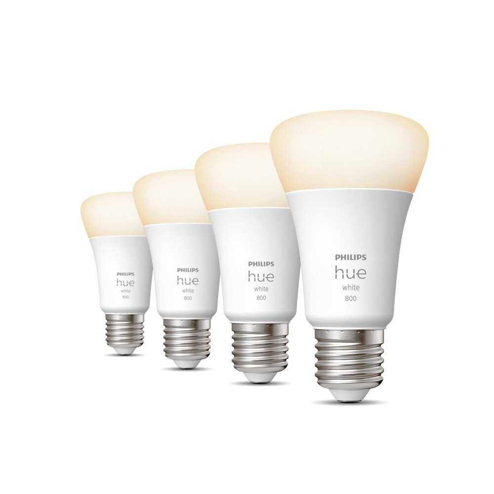 Philips Hue White 4er Set LED E27 9 Watt 2700 Kelvin 800 Lumen main product photo