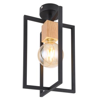 Globo MARCELLUS Deckenleuchte Holz hell, Schwarz, 1-flammig