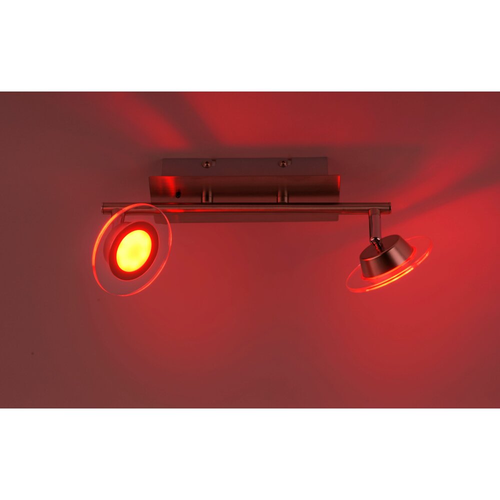 Leuchten Direkt LOLA-MIKE Deckenleuchte LED Edelstahl, 2-flammig, Fernbedienung, Farbwechsler main product photo