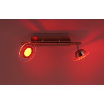 Leuchten Direkt LOLA-MIKE Deckenleuchte LED Edelstahl, 2-flammig, Fernbedienung, Farbwechsler