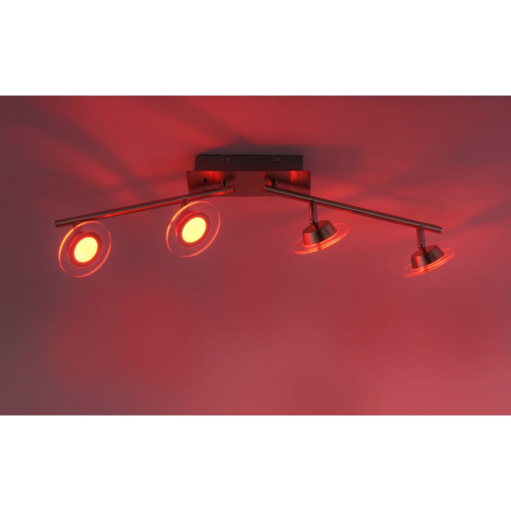 Leuchten Direkt LOLA-MIKE Deckenleuchte LED Edelstahl, 4-flammig, Fernbedienung, Farbwechsler main product photo