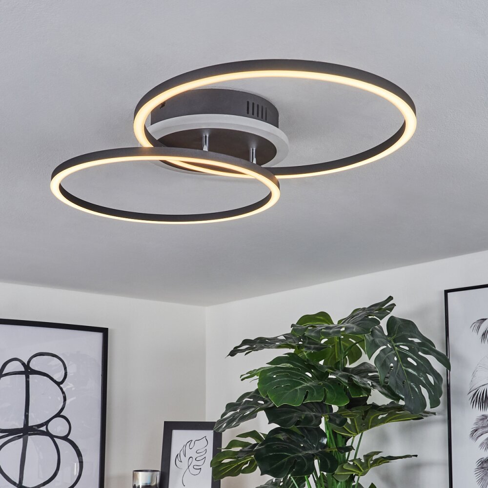 Lithgow  Deckenleuchte LED Schwarz, 2-flammig, Fernbedienung, Farbwechsler