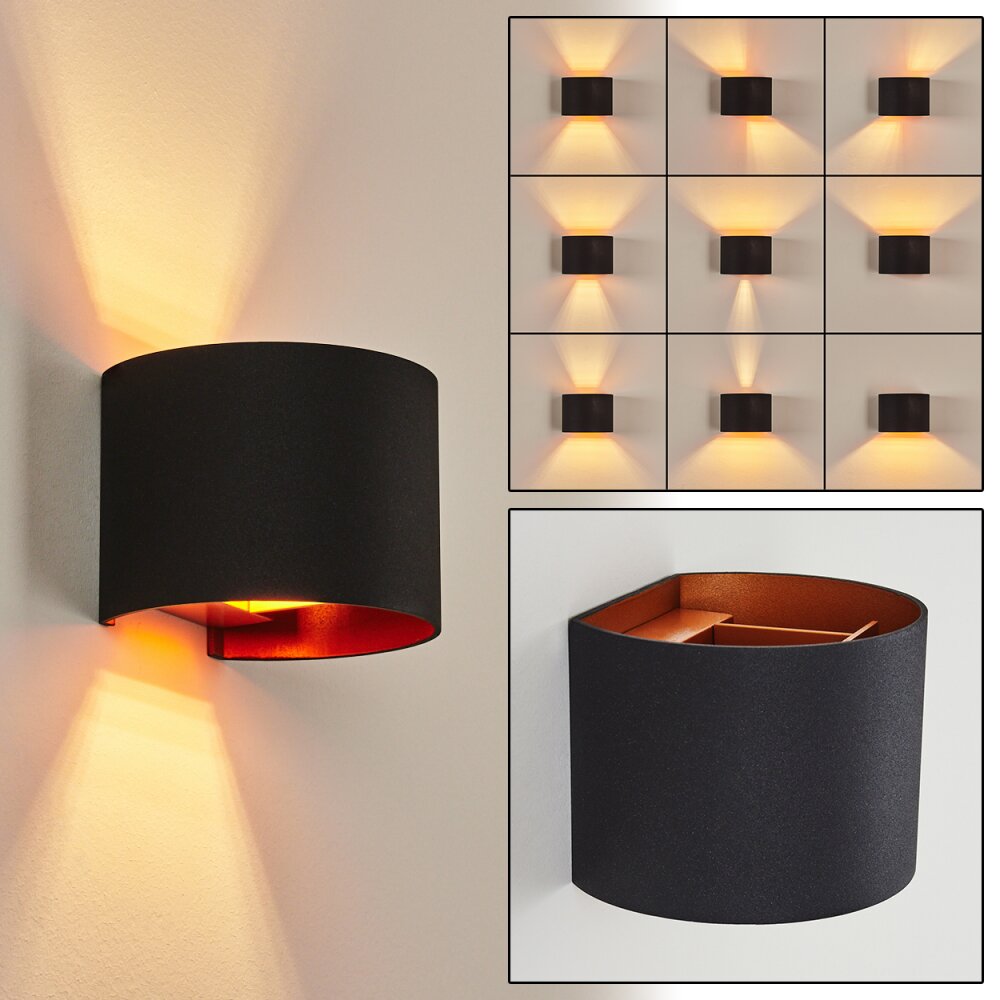 Badajoz Wandleuchte Kupferfarben, Schwarz, 1-flammig main product photo