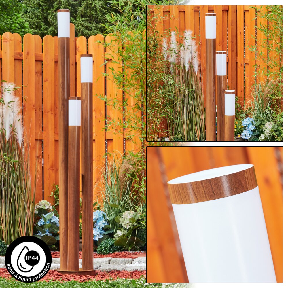 Gaborone Wegeleuchte Braun, Holzoptik, 3-flammig main product photo