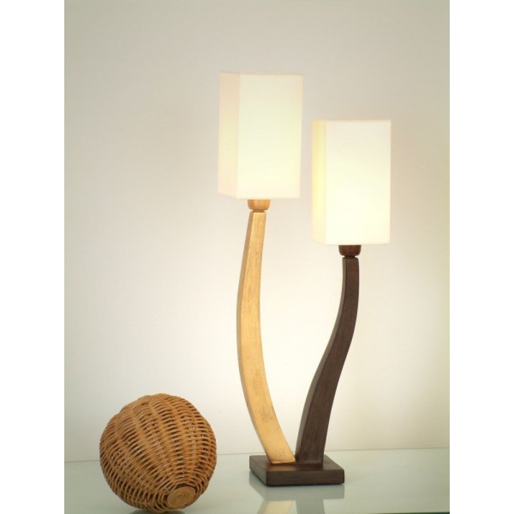 Holländer QUADRANGOLARE Tischleuchte Braun, Gold, Weiß, 2-flammig main product photo