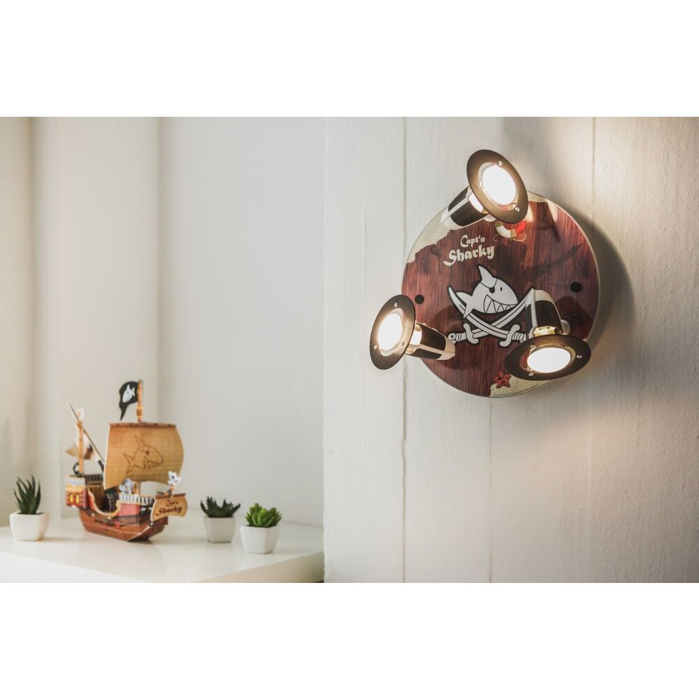 Elobra HOLZINSCHRIFT Rondell Braun, 3-flammig main product photo