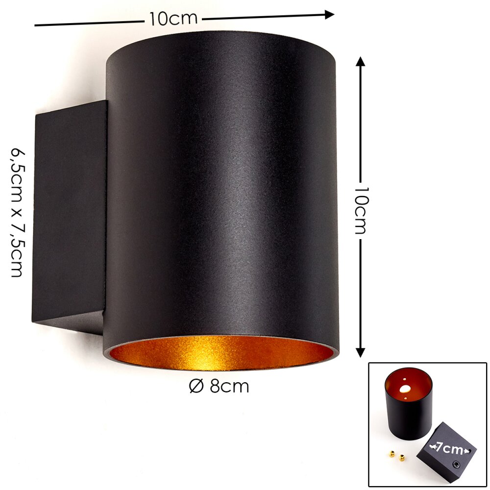 Letsbo Wandleuchte Schwarz-Gold, 1-flammig