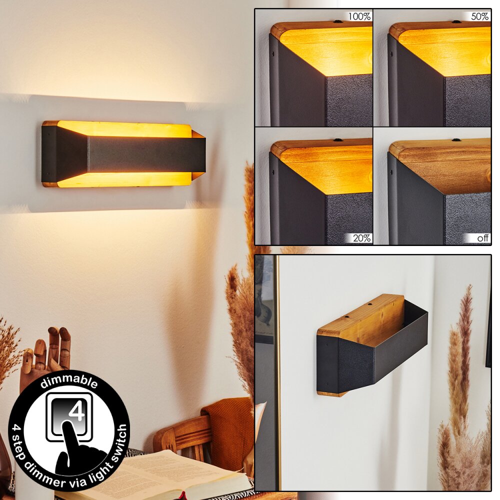 Clarens Wandleuchte LED Naturfarben, Schwarz, 1-flammig main product photo