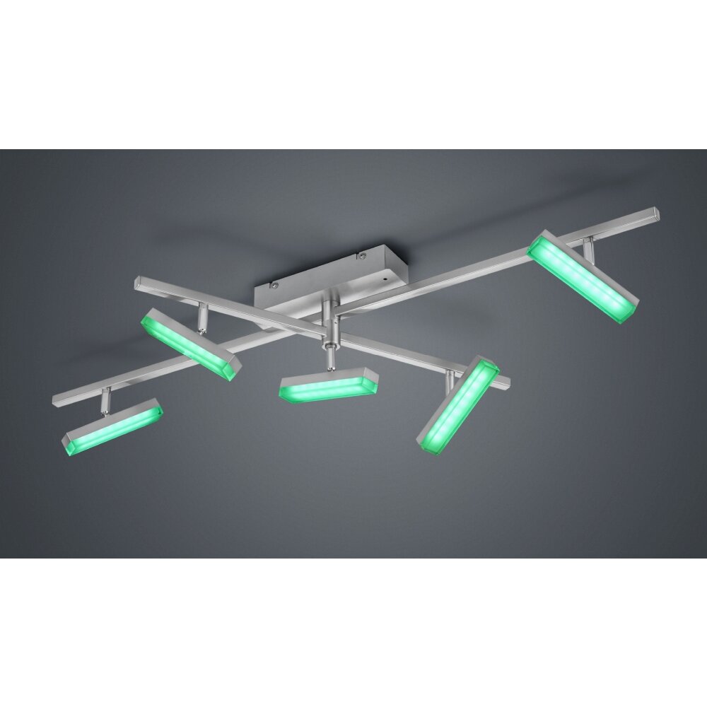 Reality BONDY Deckenleuchte LED Nickel-Matt, 5-flammig, Fernbedienung, Farbwechsler