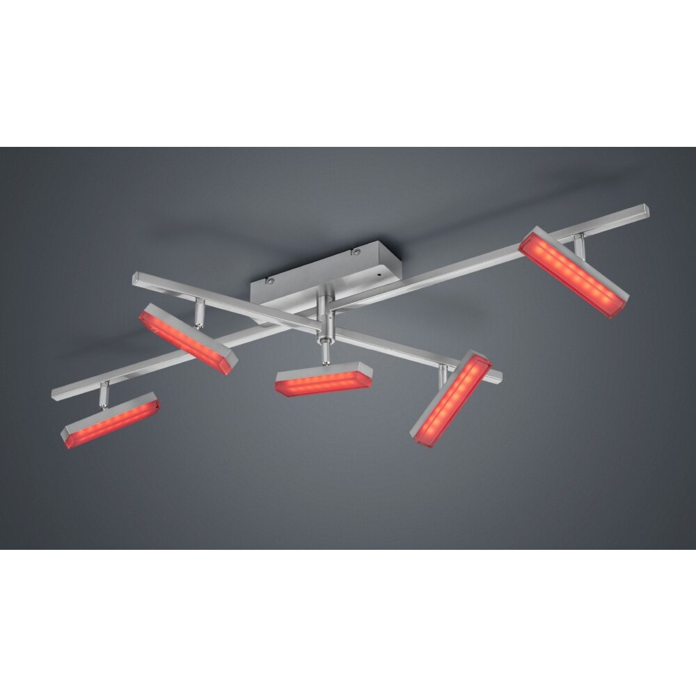 Reality BONDY Deckenleuchte LED Nickel-Matt, 5-flammig, Fernbedienung, Farbwechsler
