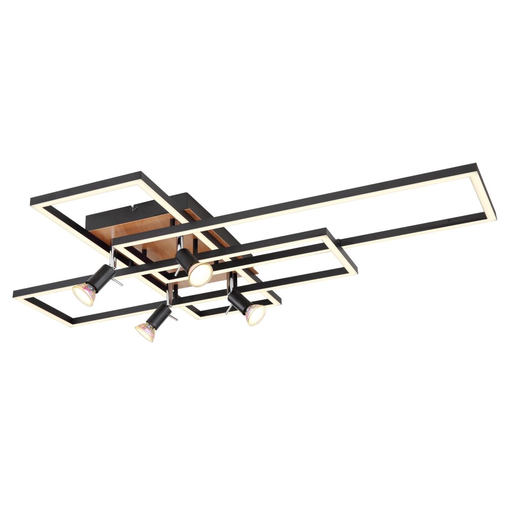Globo IDA Deckenleuchte LED Holzoptik, Schwarz, 5-flammig main product photo