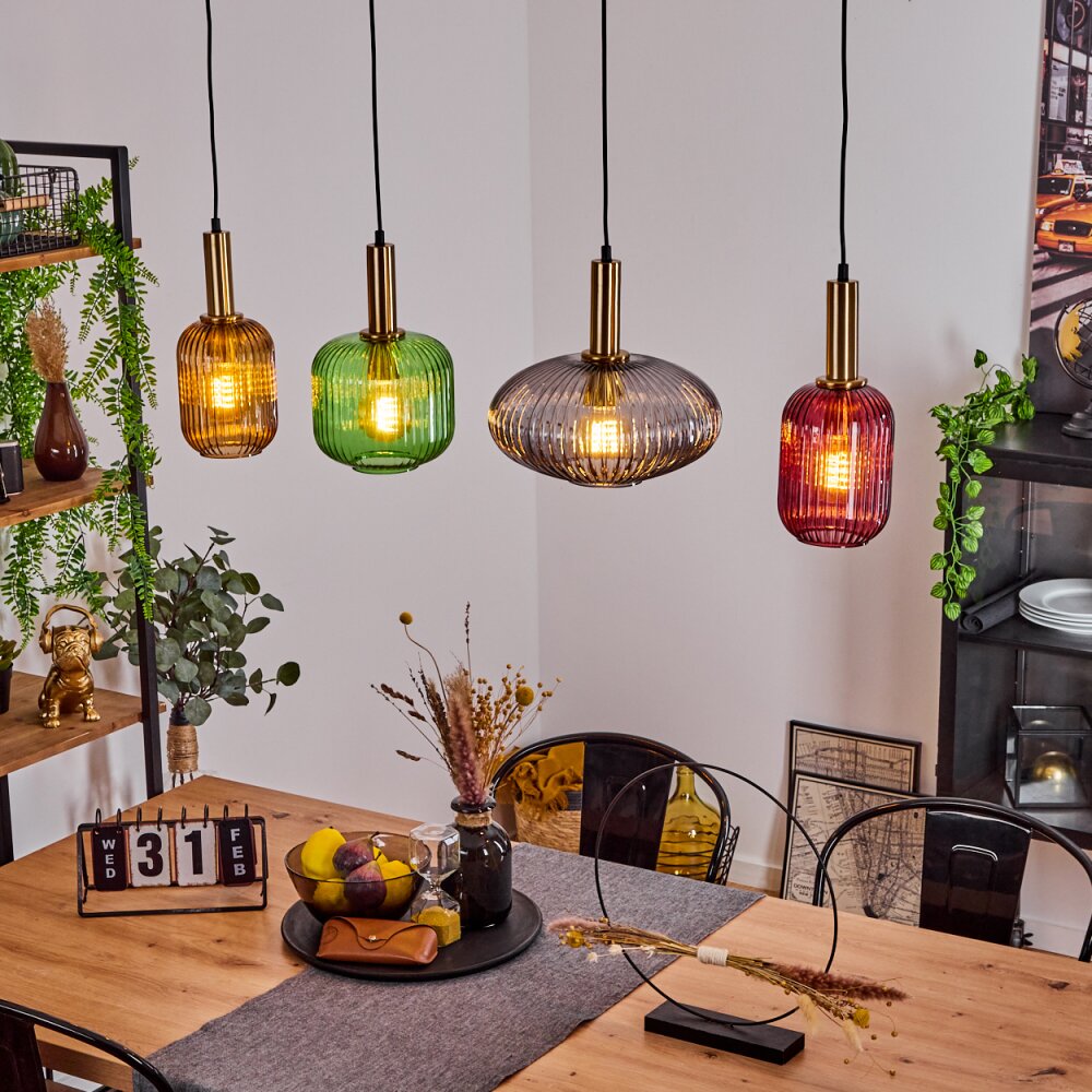 Goldenville Pendelleuchte Messing, Schwarz, 4-flammig main product photo