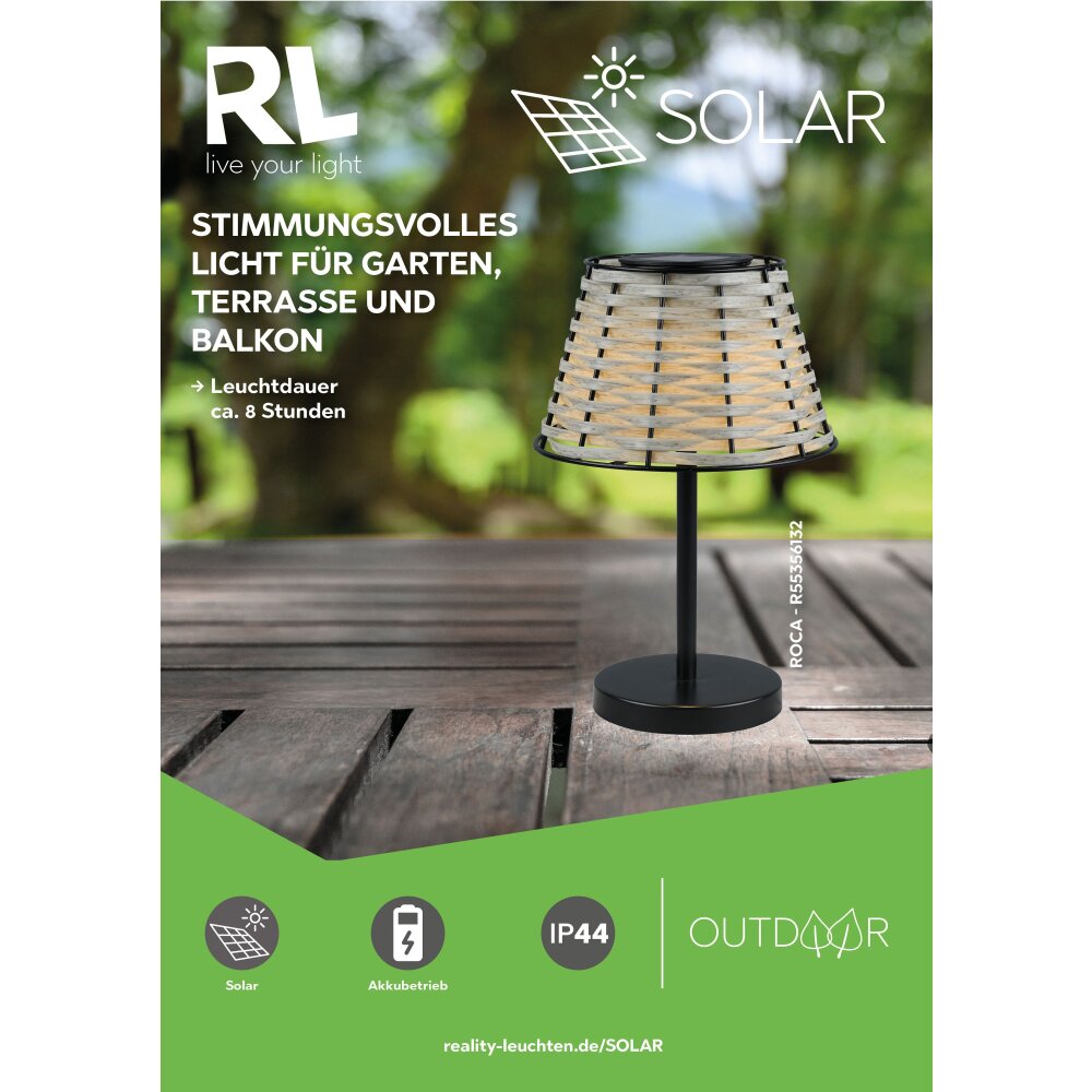 Reality Roca Außentischleuchte LED Schwarz, 1-flammig main product photo