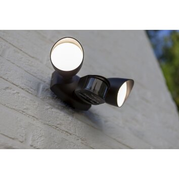 Lutec Lampen SHRIMP Außenwandleuchte LED Schwarz, 1-flammig, Bewegungsmelder