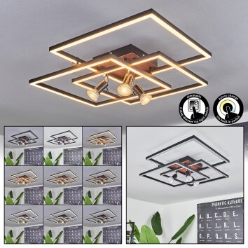 Deadwood Deckenleuchte LED Braun, Holzoptik, 4-flammig