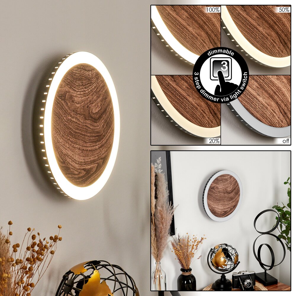 Rocha Wandleuchte LED Braun, Holzoptik, Schwarz, 1-flammig main product photo