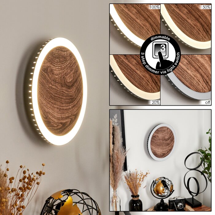 Rocha Wandleuchte LED Braun, Holzoptik, Schwarz, 1-flammig