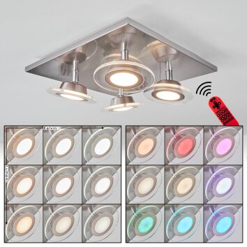 Marsen Deckenleuchte LED Nickel-Matt, 4-flammig, Fernbedienung, Farbwechsler