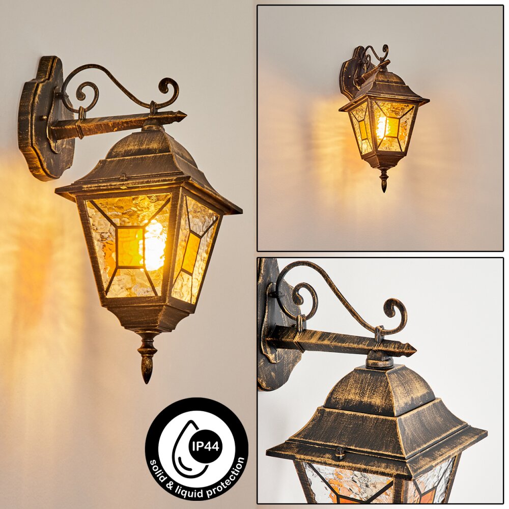 Halla Außenwandleuchte Antik, Gold, Schwarz, 1-flammig main product photo