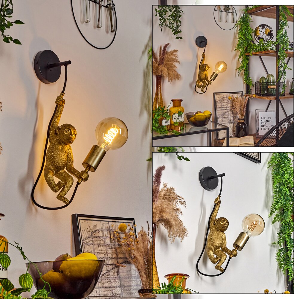Suardi Wandleuchte Gold, Schwarz, 1-flammig main product photo