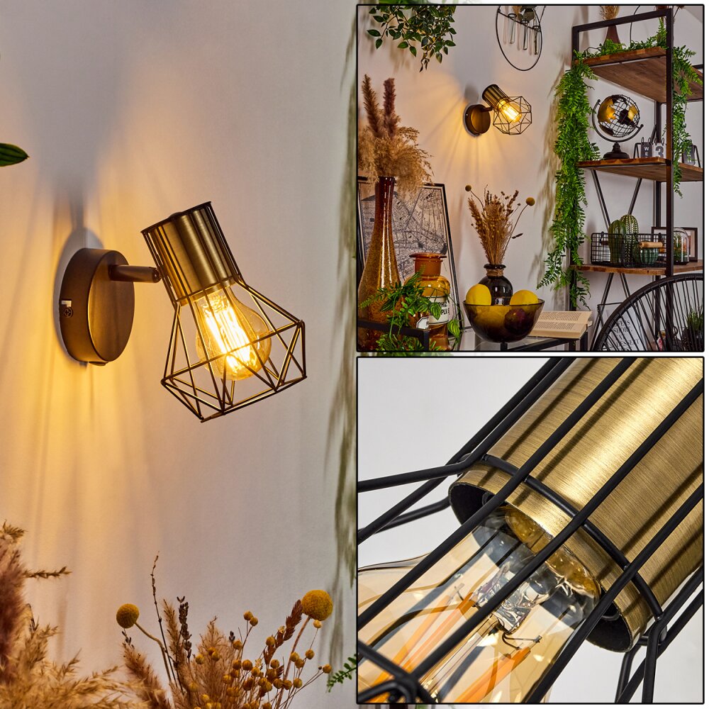 Bardhaman Wandleuchte Messing, Schwarz, 1-flammig main product photo