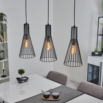 Samorinha Pendelleuchte Messing, Schwarz, 3-flammig