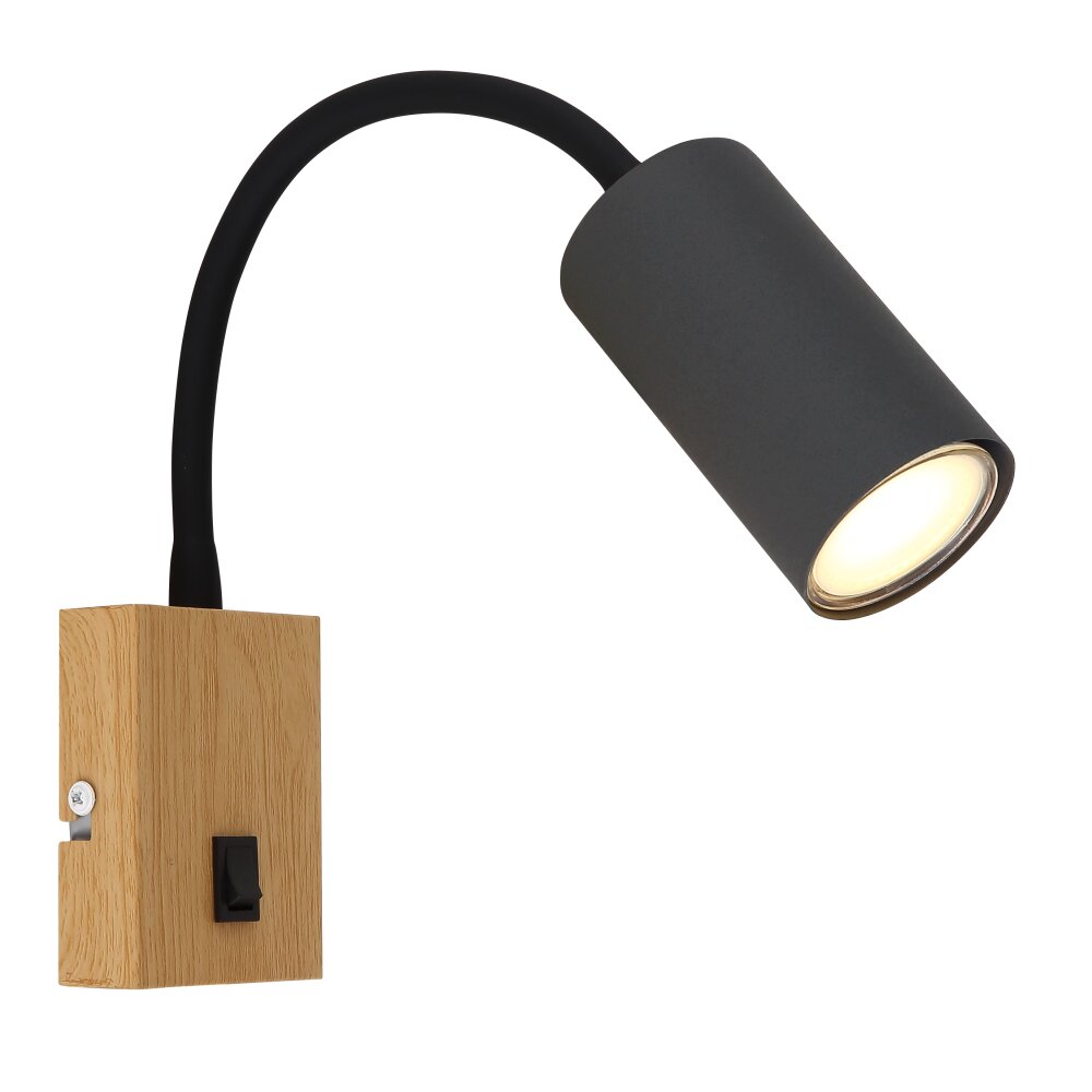 Globo ROBBY Wandleuchte Holzoptik, Schwarz, 1-flammig main product photo