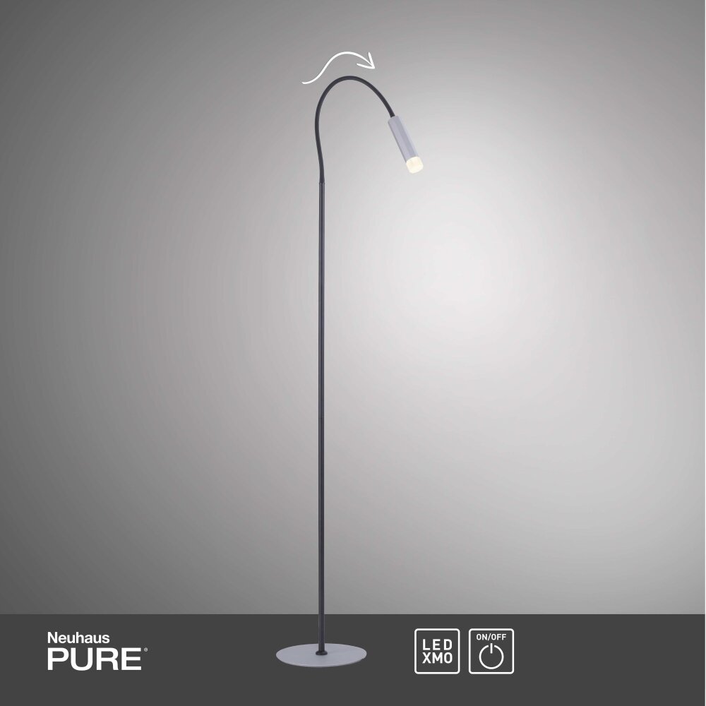 Paul Neuhaus PURE-GEMIN Stehleuchte LED Aluminium, Schwarz, 1-flammig