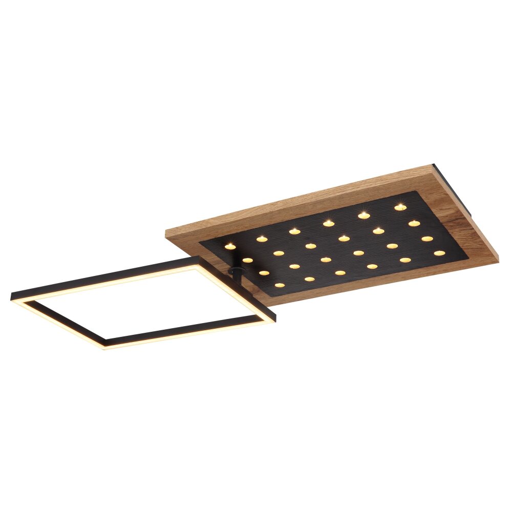 Globo JIMBO Deckenleuchte LED Holz dunkel, Schwarz, 2-flammig main product photo