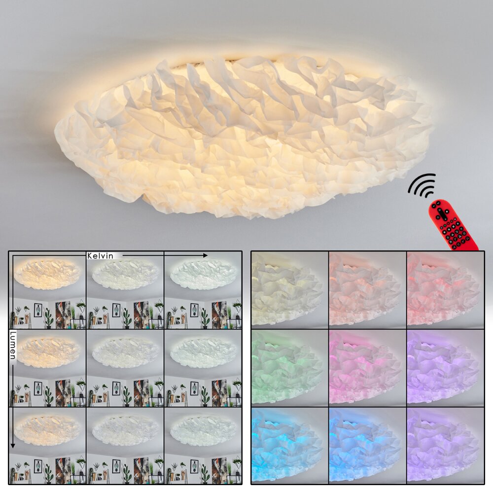 Messejana Deckenleuchte LED Weiß, 1-flammig, Fernbedienung, Farbwechsler main product photo