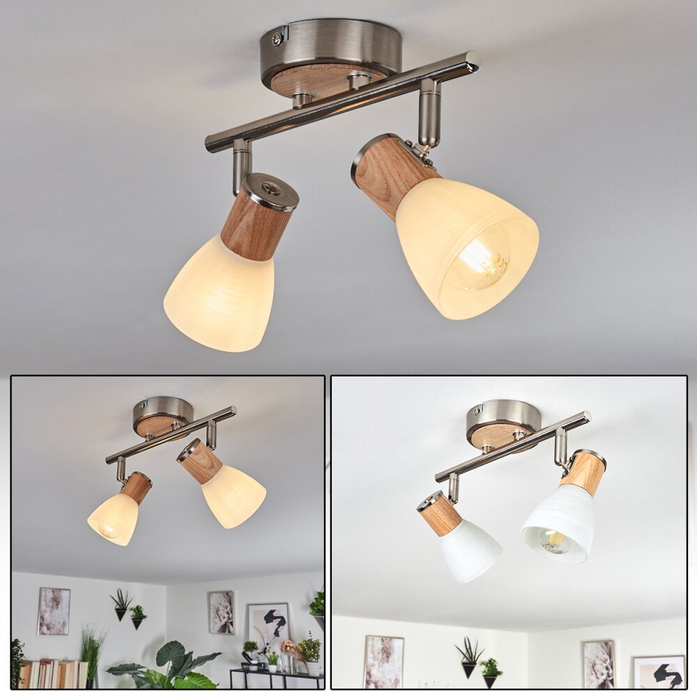 Icalma Deckenleuchte Naturfarben, Nickel-Matt, 2-flammig main product photo