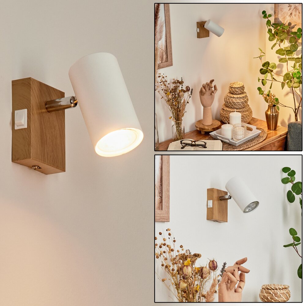 Javel Wandleuchte Chrom, Holzoptik, Naturfarben, 1-flammig main product photo