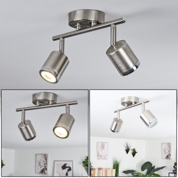 Autilla Deckenleuchte LED Nickel-Matt, Weiß, 2-flammig