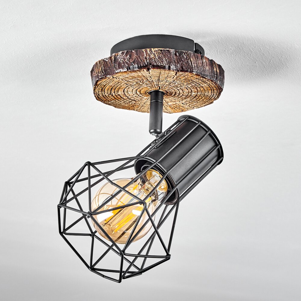 Bardhaman Deckenleuchte Holz hell, Holzoptik, Schwarz, 1-flammig