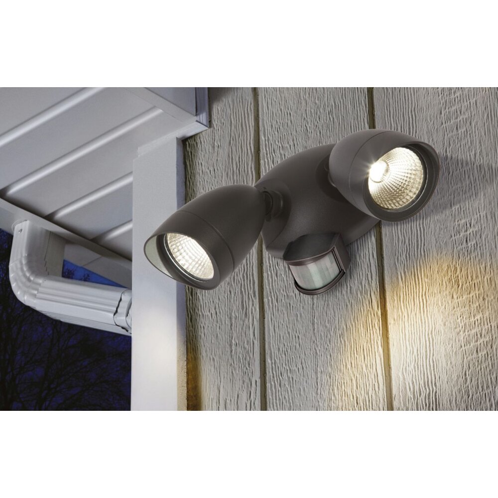 Lutec Lampen SHRIMP Außenwandleuchte LED Schwarz, 2-flammig, Bewegungsmelder main product photo