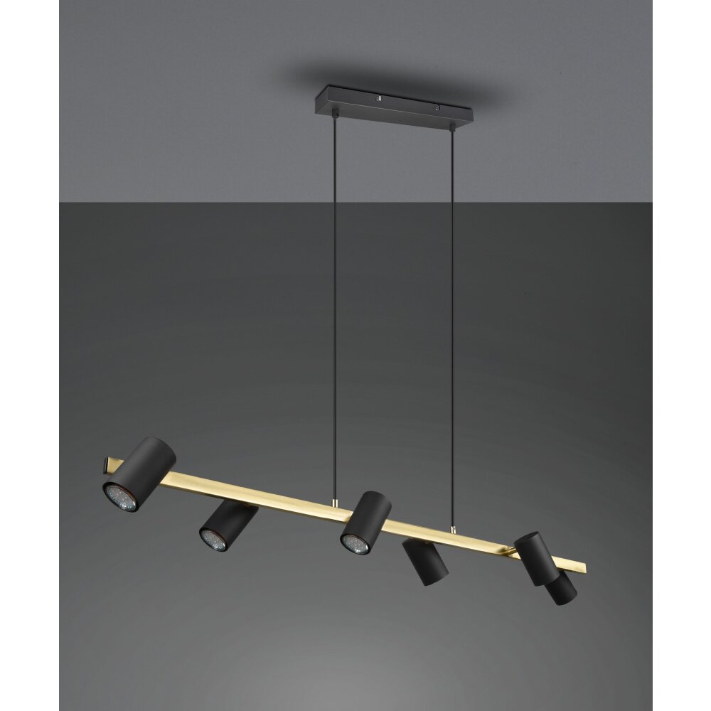 Trio Leuchten Marley Pendelleuchte Schwarz-Gold, 6-flammig
