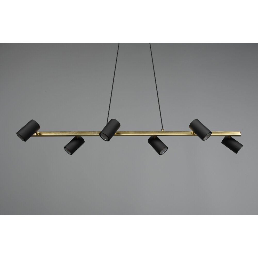 Trio Leuchten Marley Pendelleuchte Schwarz-Gold, 6-flammig
