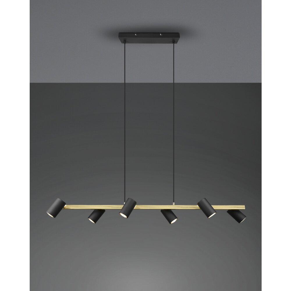 Trio Leuchten Marley Pendelleuchte Schwarz-Gold, 6-flammig