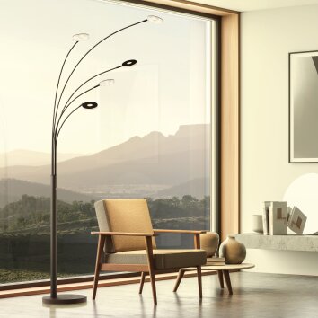 Fischer & Honsel Dent Bogenlampe LED Schwarz, 5-flammig