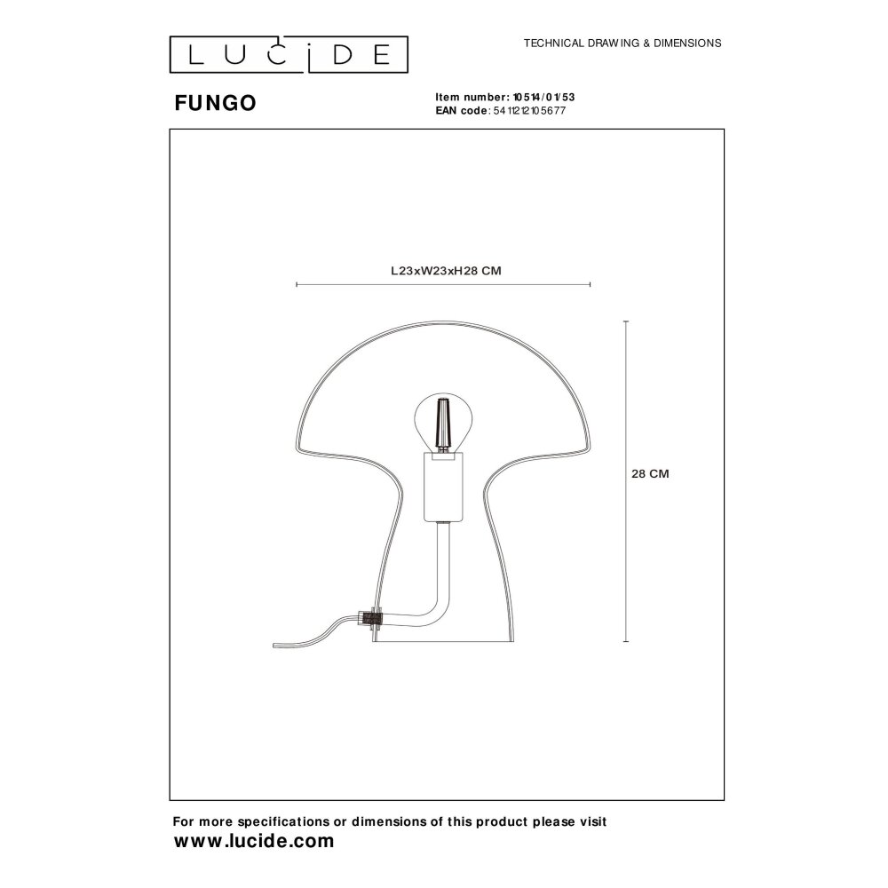 Lucide FUNGO Tischleuchte Orange, 1-flammig