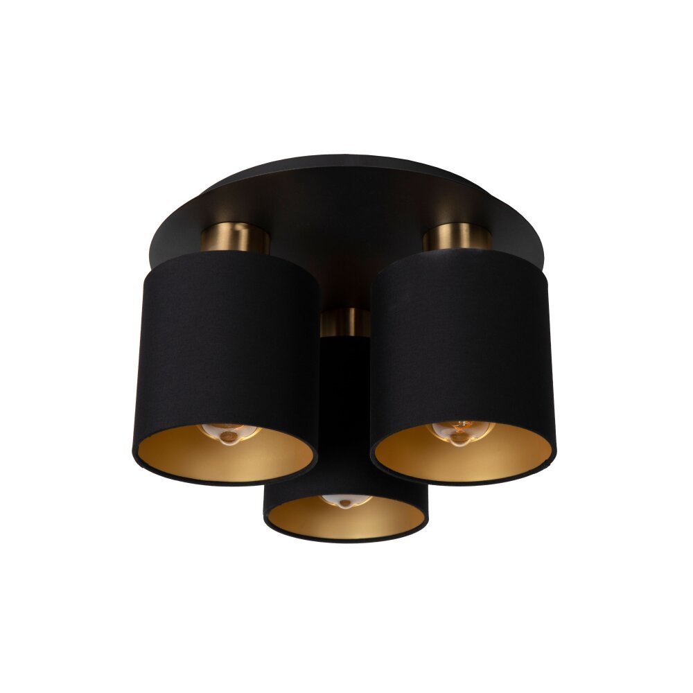 Lucide FUDRAL Deckenleuchte Gold, Messing, Schwarz, 3-flammig
