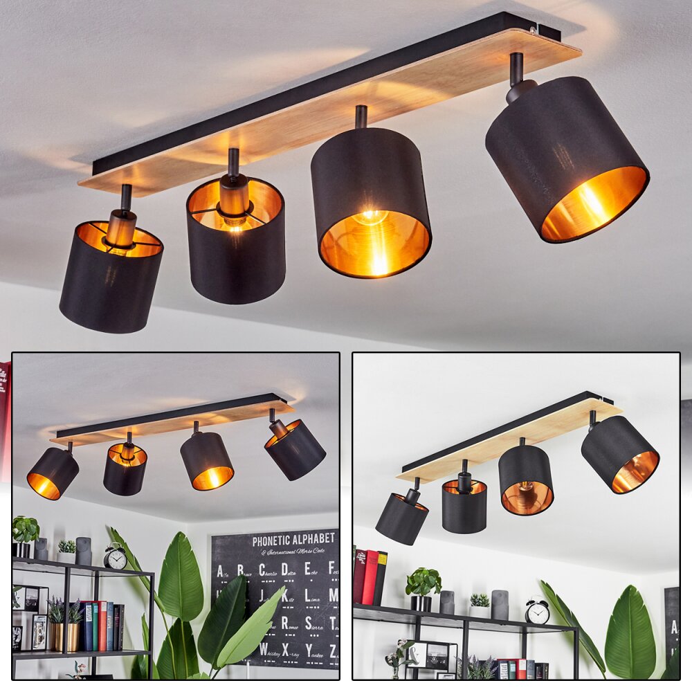 Alsen Deckenleuchte Holz hell, Schwarz, 4-flammig main product photo