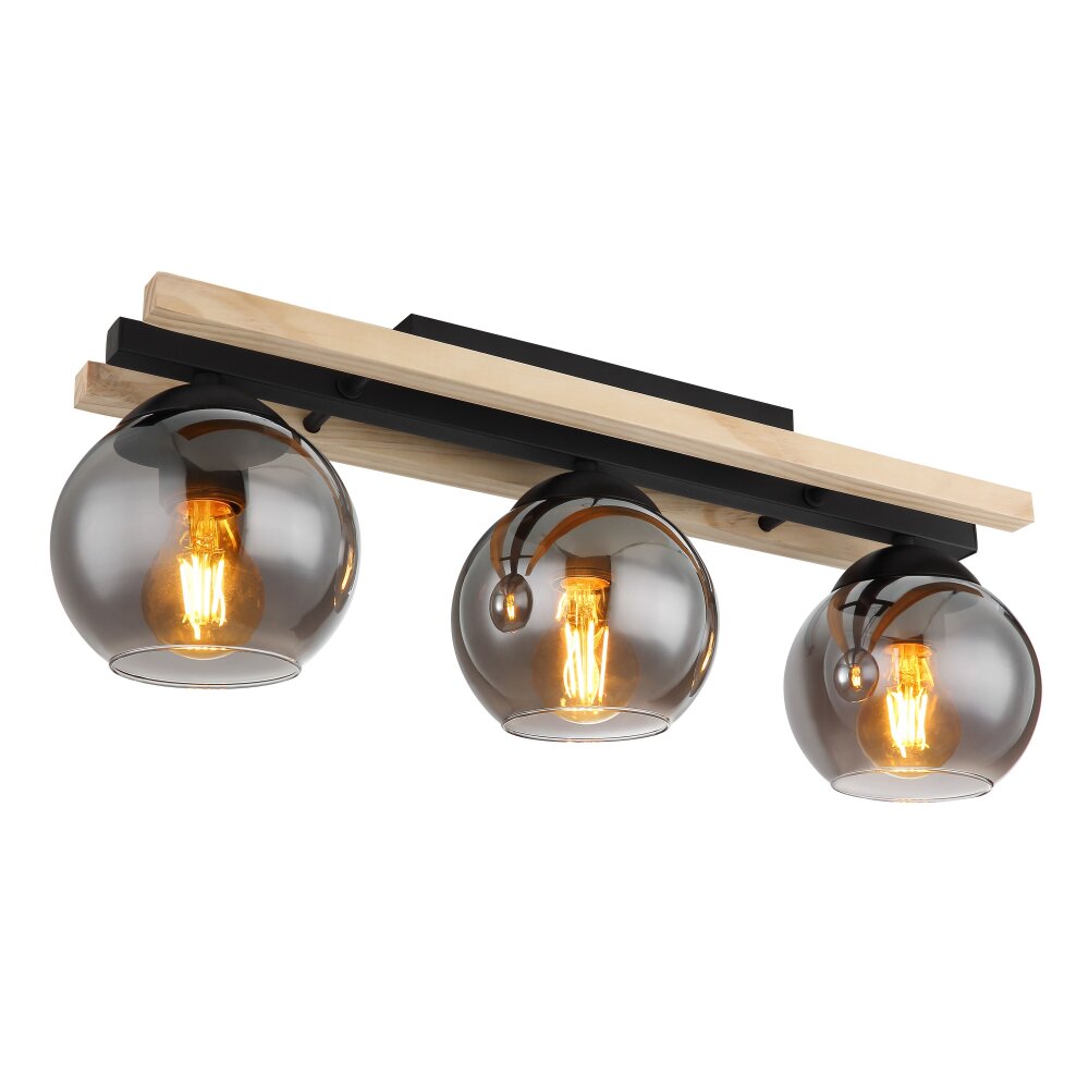 Globo CONNI Deckenleuchte Naturfarben, Schwarz, 3-flammig main product photo