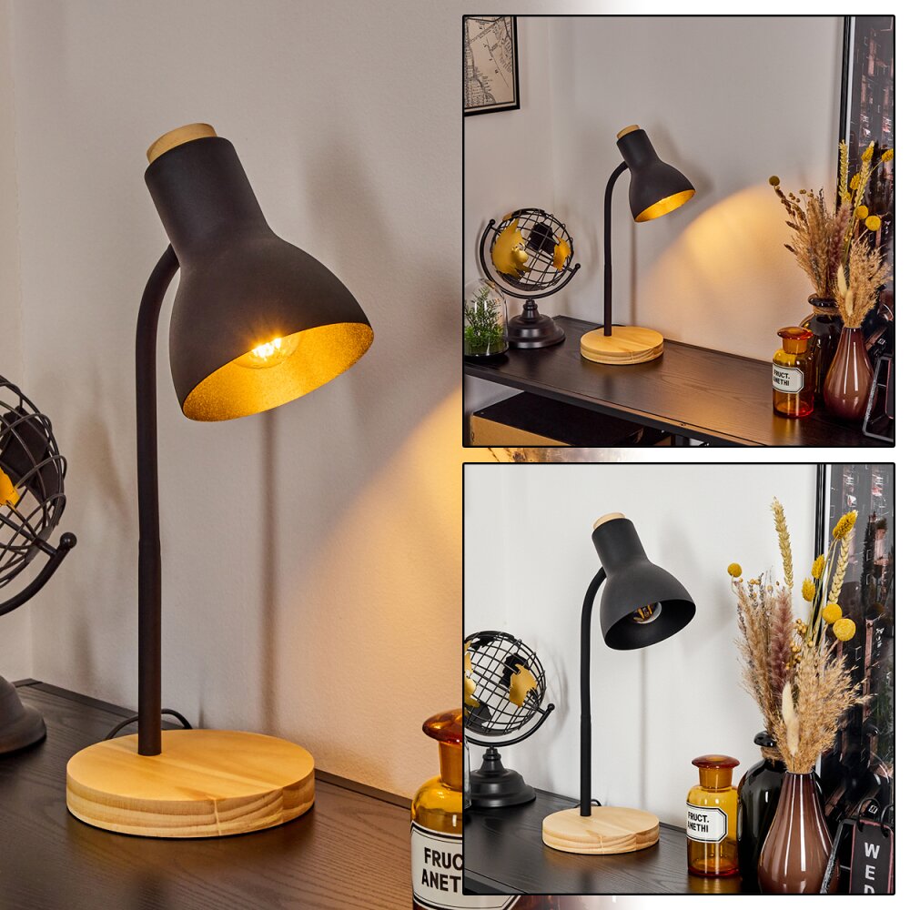 Kerzellec Tischleuchte Holz hell, Schwarz, 1-flammig main product photo
