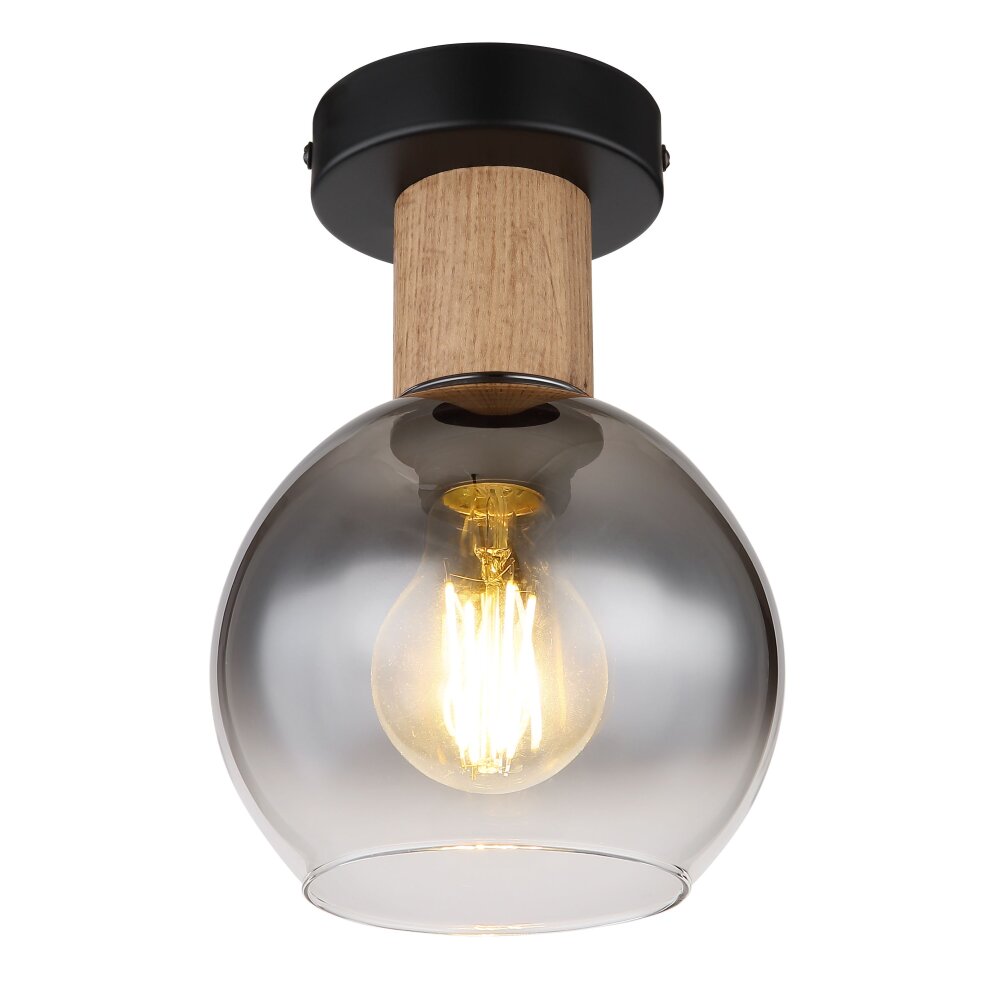 Globo MOITAS Deckenleuchte Holzoptik, Schwarz, 1-flammig main product photo