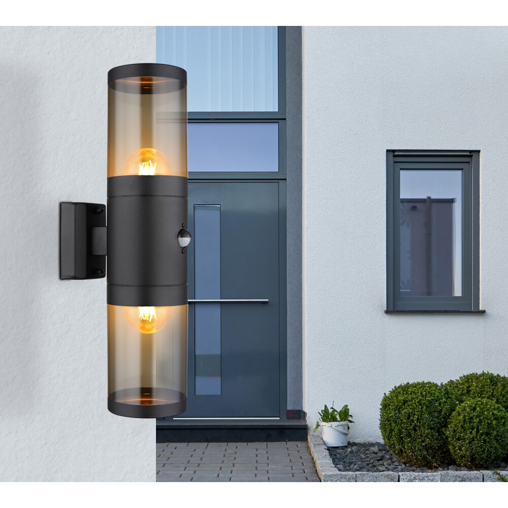 Globo XELOO Außenwandleuchte Schwarz, 2-flammig, Bewegungsmelder main product photo