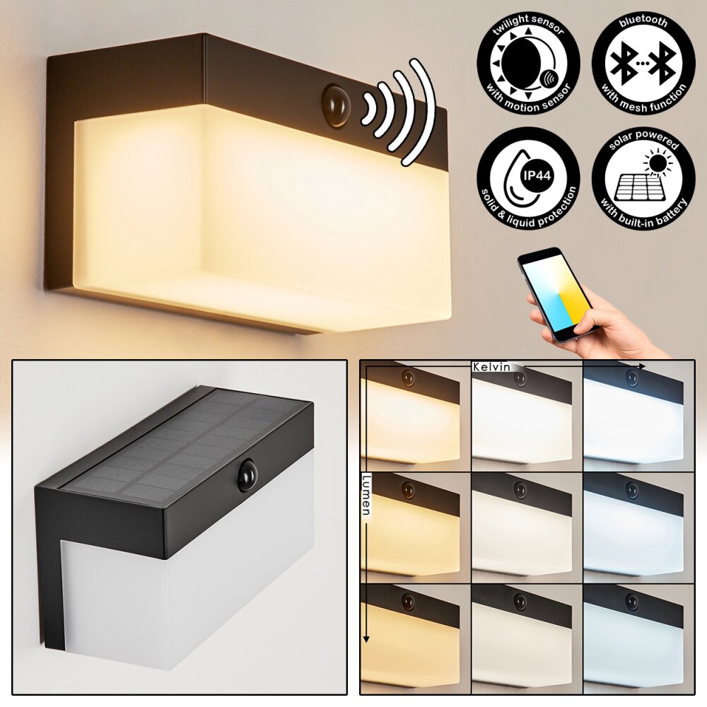 Malalhue Solar-Wandleuchte LED Schwarz, 1-flammig, Bewegungsmelder main product photo