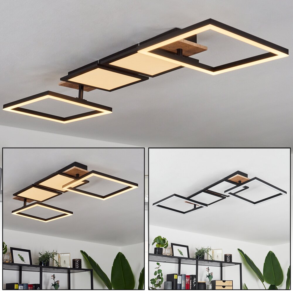 Avelal Deckenleuchte LED Braun, Holzoptik, Schwarz, 1-flammig main product photo